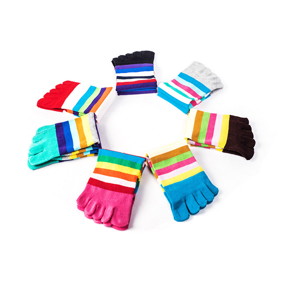 Anti Blister Sock - Renkli Çizgili Kadın Pamuklu Çoraplar, Yumuşak,